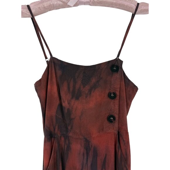 Vtg Forever 21 Custom Tie Dye Wide-Leg Linen Jumpsuit • Boho Hippie Y2K Coastal - Picture 12 of 16